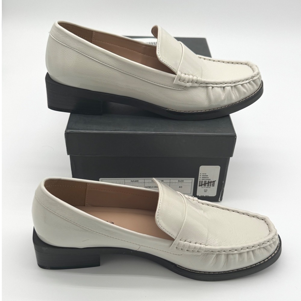 Silent D Lara Moc Toe Loafer Oat Milk Crinkle Patent Womens Size 40 NEW - Picture 5 of 10